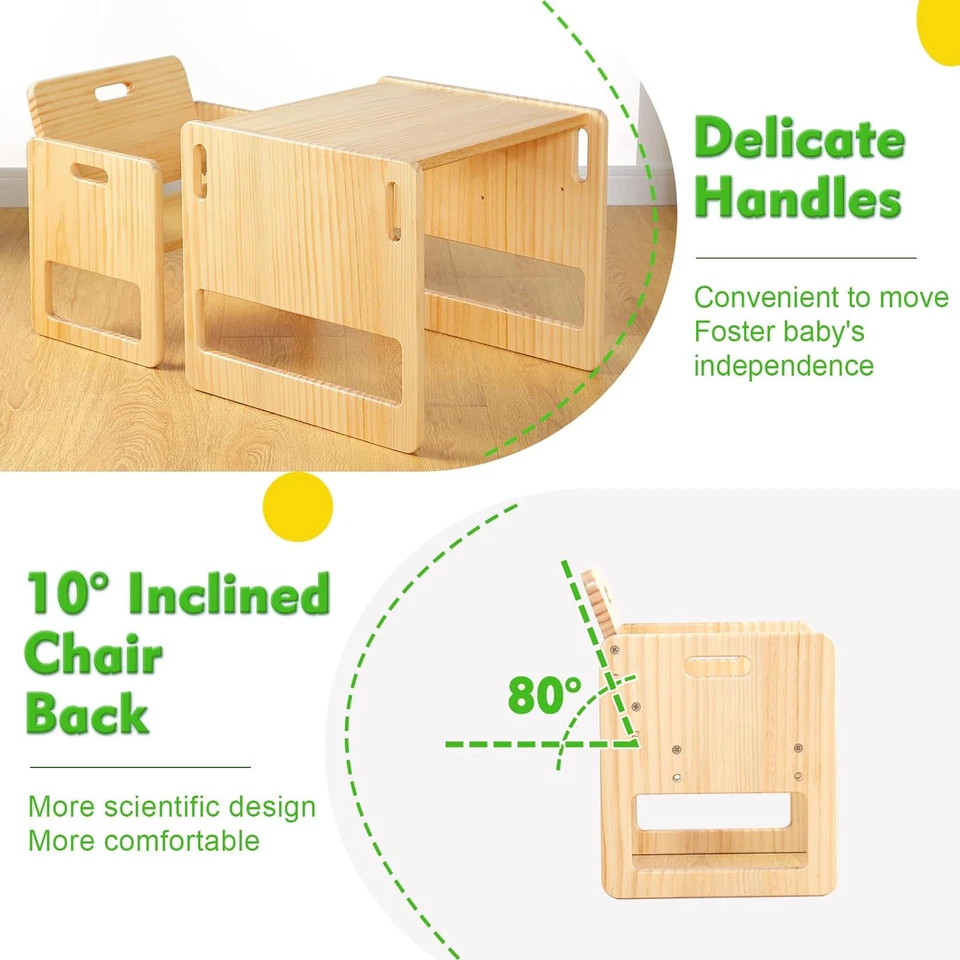 Set Tavolo E Sedia Montessori per Bambini 1-3 Anni, Altezza Regolabile, Ideale p - Immagine 4 di 4