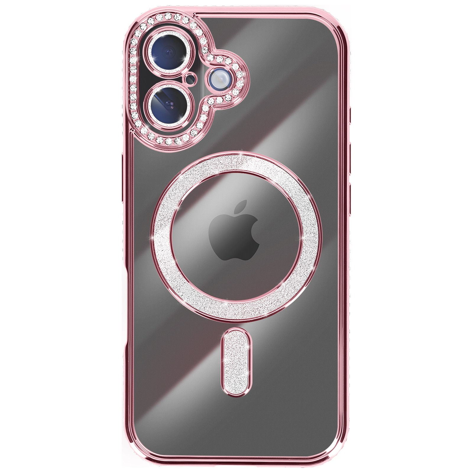 Coque iPhone 17 Avizar de finition premium rose champagne sertie de strass