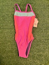 Speedo Vibe Collection One Piece Swimsuit Neon Violet Colorblock Size 30 NEW