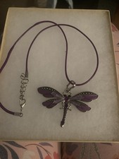 Purple Dragonfly On 18 In Cord and Chain Neck...