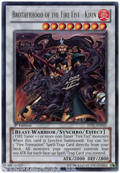 JOTL-EN042 Brotherhood of the Fire Fist - Kirin Rare 1st Edition YuGiOh Card