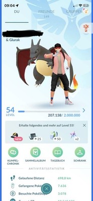 Pokémon Go LVL 54 Account Black Glurak Mewtu 84 Shiny 37 Legendary 88 100%