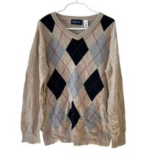 The Children's Place Boys Tan Argyle V-Neck Sweater Size 7/8 Medium