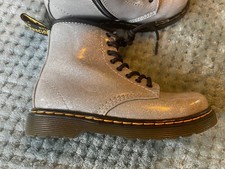 Dr Martens Air Wair 1460 Glitter Silver Combat Boots Side Zipper Kids Size US 10