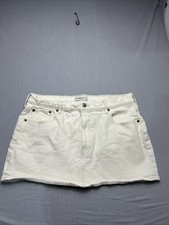 VINTAGE Abercrombie  Fitch White Denim Mini Skirt 31