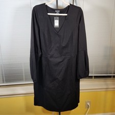 New City Chic 18 $150 Stretch Knit Long Sleeve V-neck Classic Little Black Dress