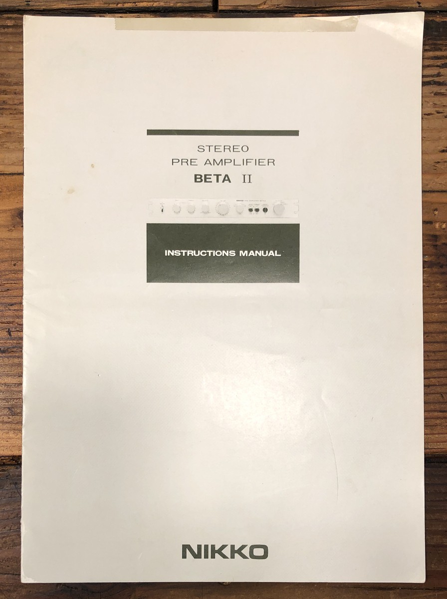 Nikko Beta 2 / II Preamplifier Owners / User Manual *Original*
