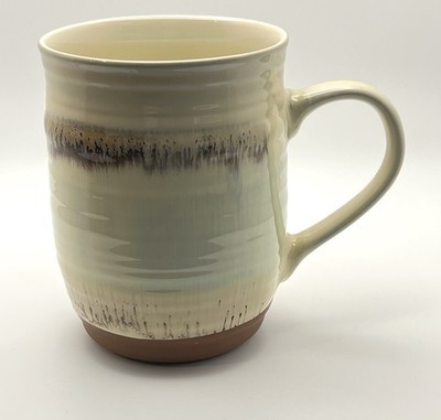 Bosmarlin Large Cream and Tan Drip Lead Free Ceramic Mug 23 oz