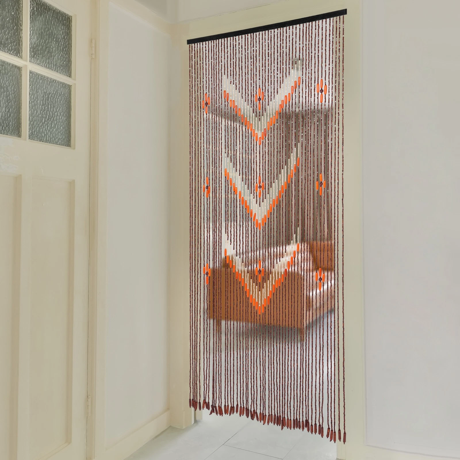 190×90 cm Bamboo Wood Beaded Curtain - 52 String Decorative Doorway Panel