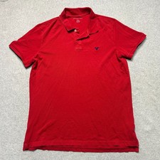 American Eagle Polo Shirt Mens Large Red Classic Fit Short Sleeve Casual Pique
