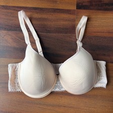 Chantelle Beige Lace Trim Underwire T-Shirt Bra Comfort Everyday Seamless Fit