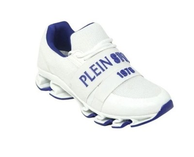 Sleek Sophisticated Philipp Plein Sport SIPS743 White & Blue Sneaker EU 43