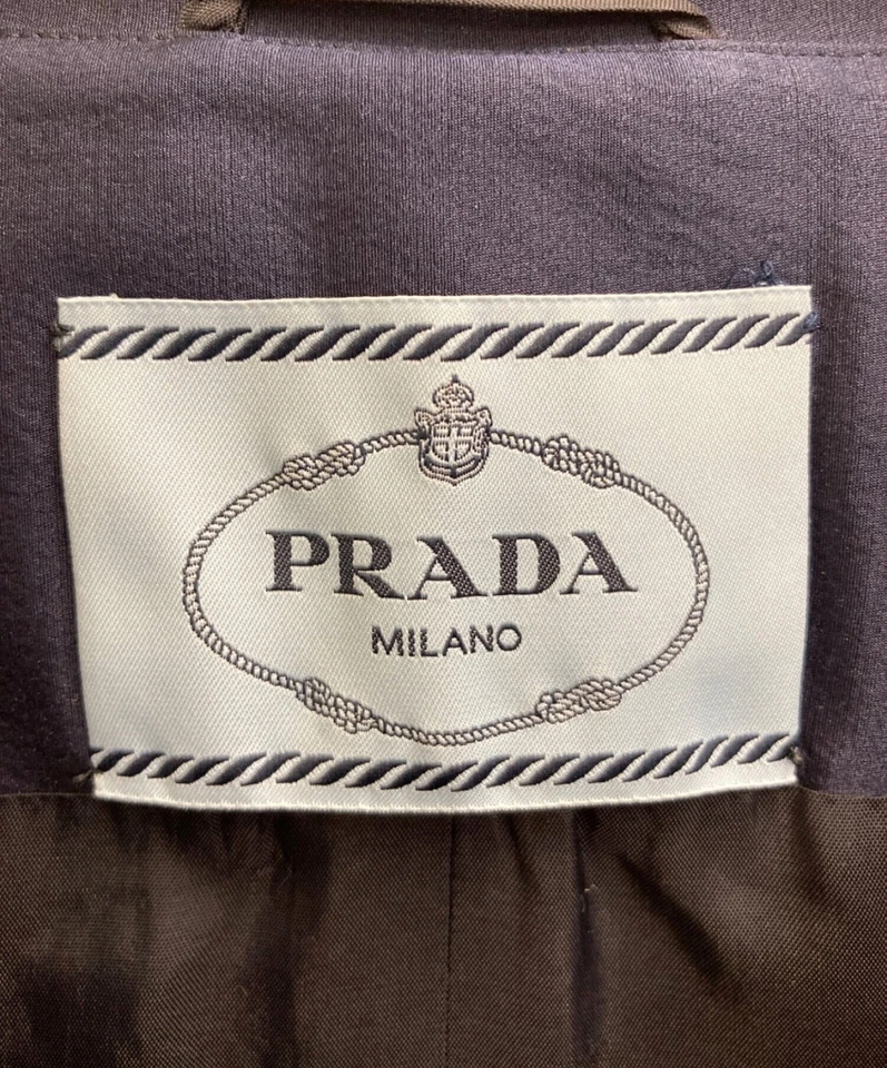 Abrigo largo PRADA cuello redondo P6680 azul marino para mujer talla 40 - Imagen 4 de 4