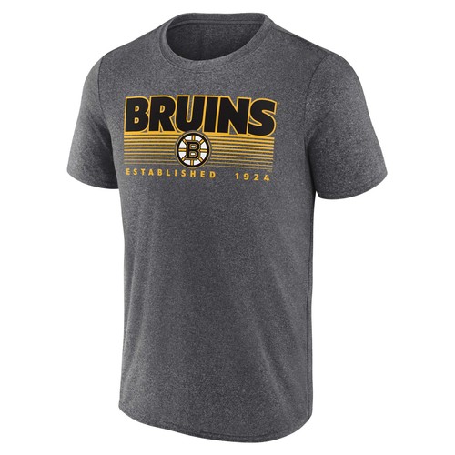 Men's Fanatics Heathered Charcoal Boston Bruins Prodigy Performance T-Shirt - 第 2/3 張圖片