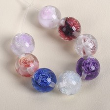 20pcs Round 16mm Rose Flower Inside Resin Plastic Loose Beads For Jewelry Making