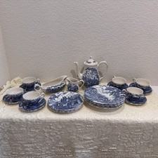 24-Pc Vintage Myott Royal Mail Blue White Tra...