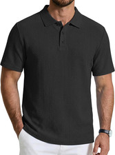 Mens Polo Shirts Short Sleeve Casual Knit Textured Summer Shirt Casual Texture
