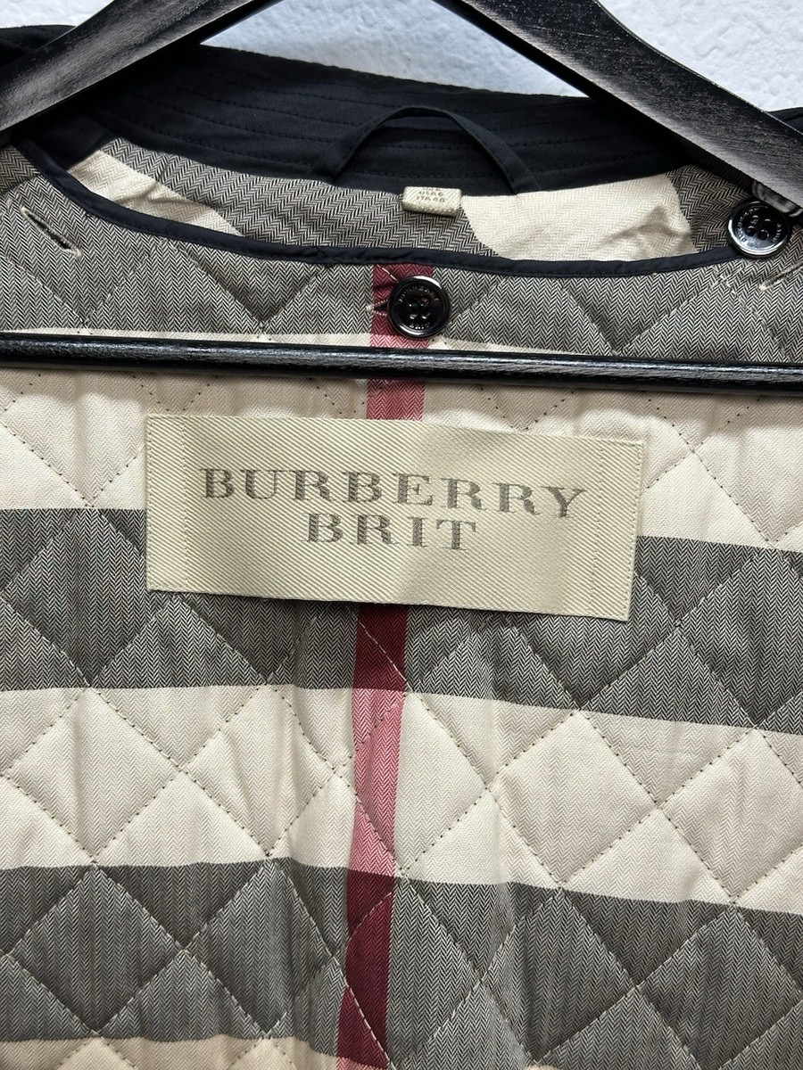 Burberry Brit Women's Double Breasted Trench Coat Nova Check Black