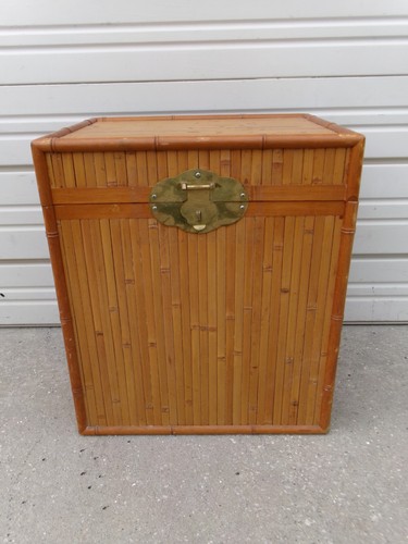 Faux Bamboo Trunk Pencil Rattan Box Linen Hope Toy Chest Bin West Indies Boho