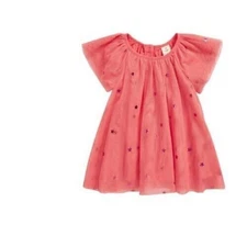 Tucker + Tate Girls Sparkle Tulle Dress In Pink Strawberry Sparkle Star 12Mths