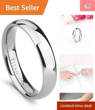 High-Polished Titanium Wedding Ring: Durable, Unisex, Sizes 3-15 Available