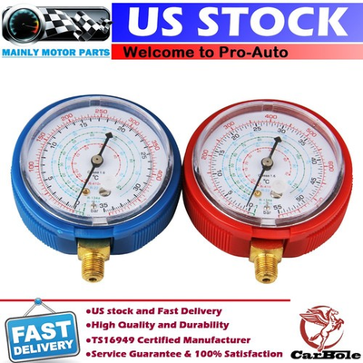 #ad 2X REPLACEMENT MANIFOLD GAUGES HIGH AND LOW SIDE RED AND BLUE PRESSURE GAUGE SET $16.99