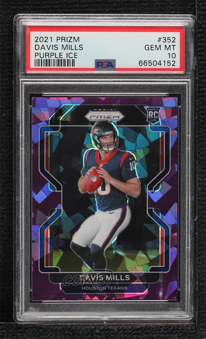 2021 Panini Prizm Purple Ice 143/225 Davis Mills #352 Rookie RC 07m7