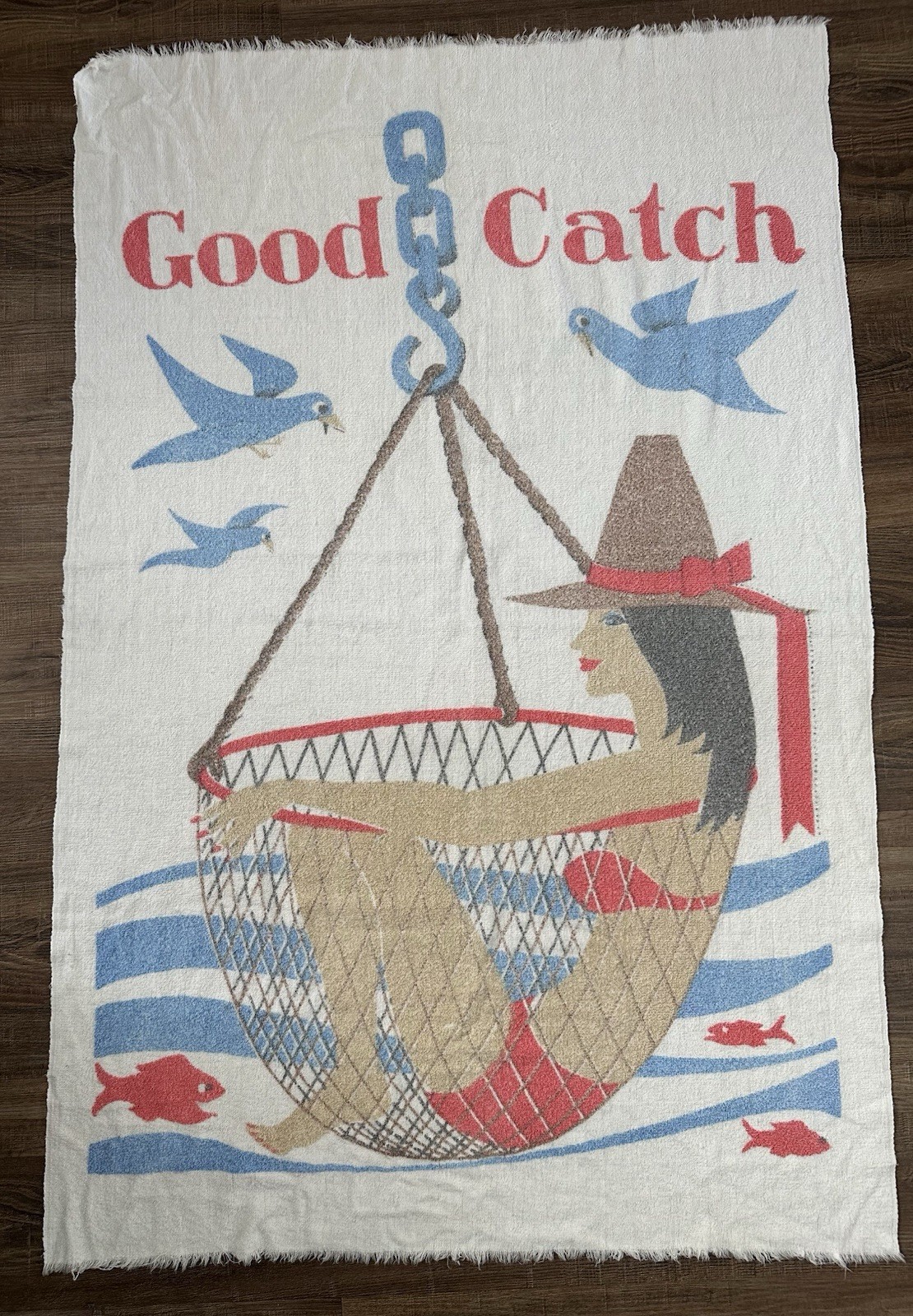 "good Catch " Pretty Woman In Net 52x34
