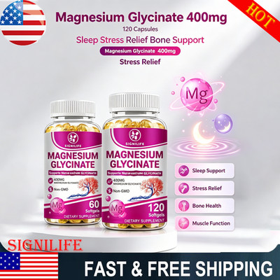 Magnesium Glycinate 400mg - 120 Capsules For Sleep, Stress Relief Support Bone
