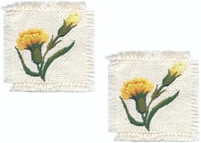 2-Pack Carnation Flower Embroidered Patches 2.5" Canvas Sew-On Applique Floral V