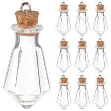 10 Packs Mini Glass Bottles with Corks Stoppers, Tiny Glass Wishing Bottles S...
