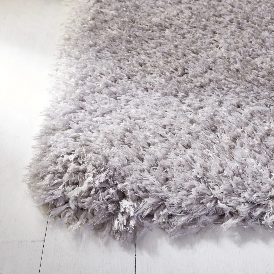 Flokati Shag Collection Accent Rug - 4' x 6', Silver, Solid Design, Non-Shedd... — 第 3/4 张图片