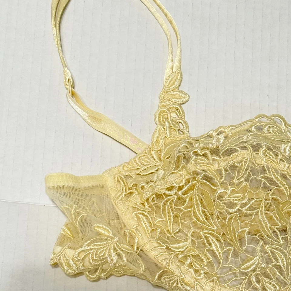 Sujetador de encaje LISE CHARMEL 38C amarillo con aros sin forro AC3013 encaje bordado Foto 3 de 4