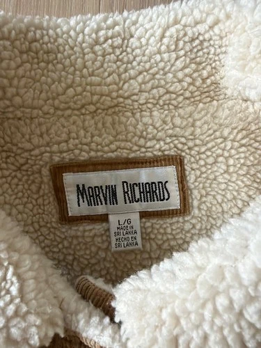 Vintage 90s Marvin Richards Corduroy Sherpa Lined Trucker Jacket Tan Unisex L image 4