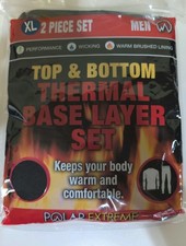 Polar Extreme Men's Base Layer Top And Bottom Thermal Set Sport Soft XL Black