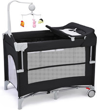 5 in 1 Pack and Play with Bassinet, Diaper Changing Table for Newborn Infant, Po