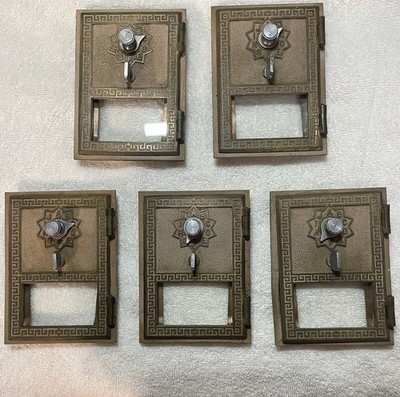 Vintage USPS Post Office Brass Box Door #1 w/ glass & Combination- Cleaned- READ