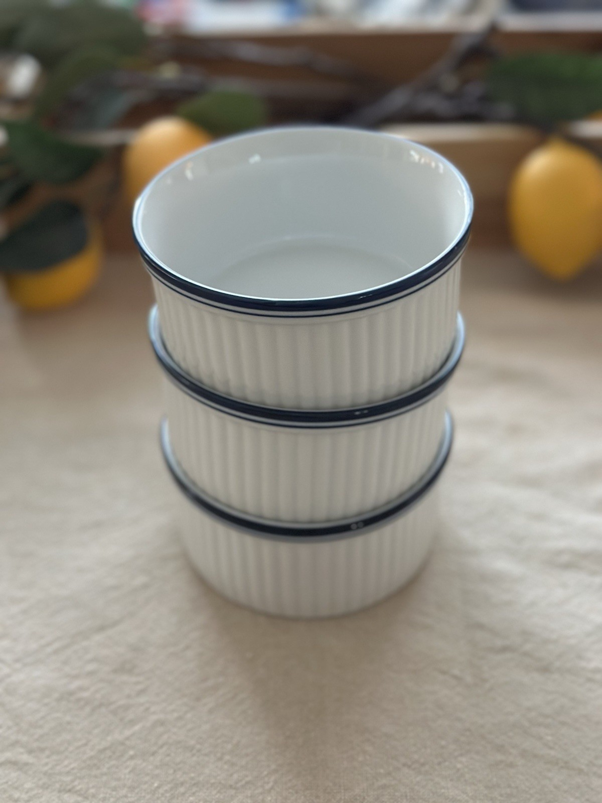 DANSK BISTRO Set of 3 Ramekins Bowls Christianshavn Blue  4 1/8" x 2" Portugal