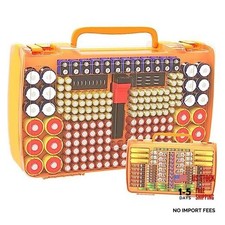 Battery Organizer Storage Case with Tester, Holds 269 Batteries Double Yellow