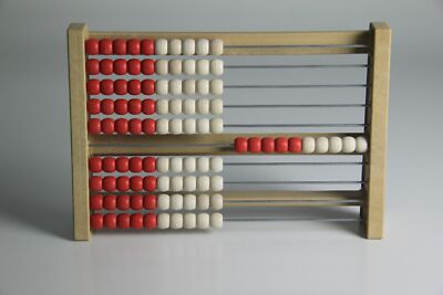 100`er Rechenrahmen rot-weiß, Abakus, student`s abacus, ReWood 