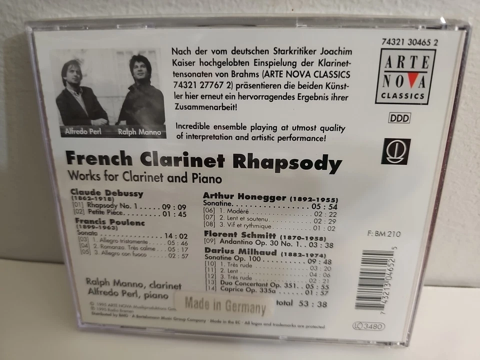 French Clarinet Rhapsody (Brand New!) Debussy Poulenc Honegger German Import Foto 2 de 2