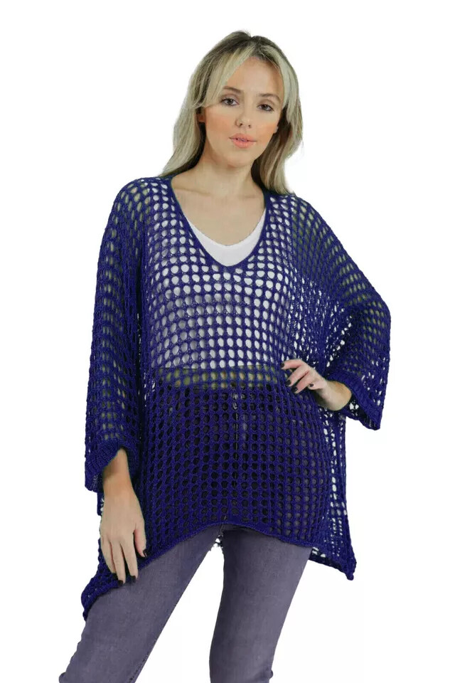 Crochet Bat Winged Jumper New Ladies Lagenlook Crochet Oversized