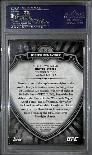 Joseph Benavidez Signed 2012 Topps UFC Bloodlines Independence Card #103 PSA/DNA - Picture 4 of 12