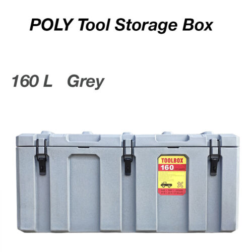 160L Poly Tool Box Storage Grey Case Heavy Duty Waterproof Cargo Box - Picture 1 of 9