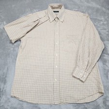 Canali Sportswear Shirt Mens Medium Brown Check Long Sleeve Button Down Italy