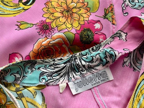 Vintage Baroque Floral Shirt – Candy Colors, Soft Satin Feel, Made in Switzerlan - Picture 12 of 12