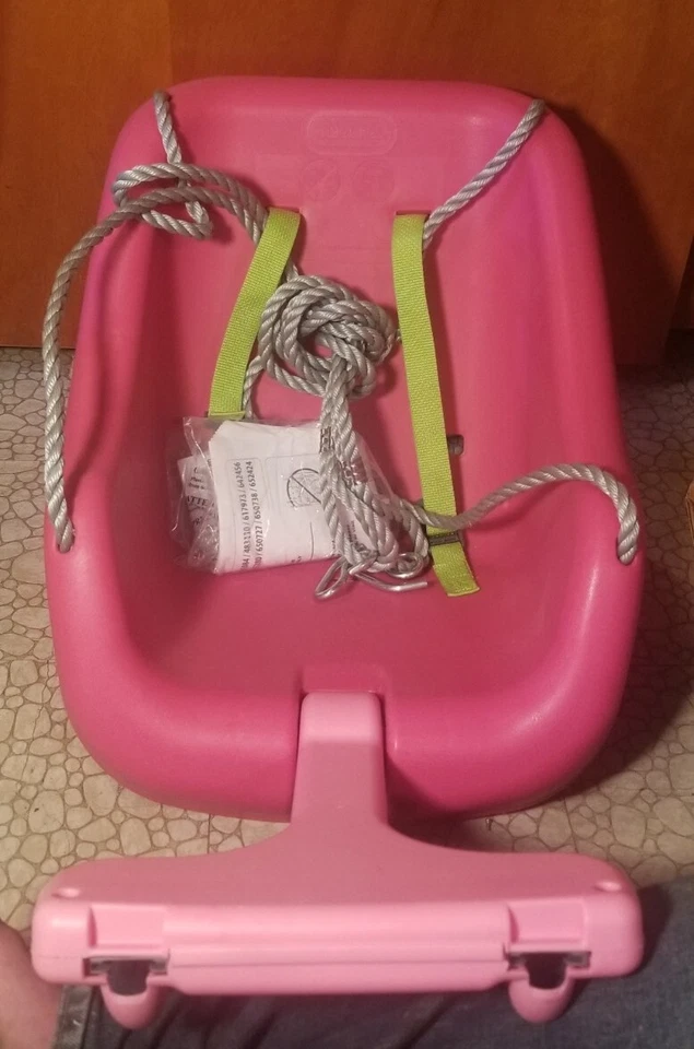 Barra de seguridad infantil 2 en 1 cómoda y segura oscilación rosa 9M - 4 años, columpio para niños pequeños Foto 2 de 4