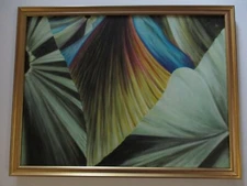 YURI TSURUMAKI PAINTING ORIGINAL VINTAGE MODERNISM ABSTRACT POP OP NATURE 