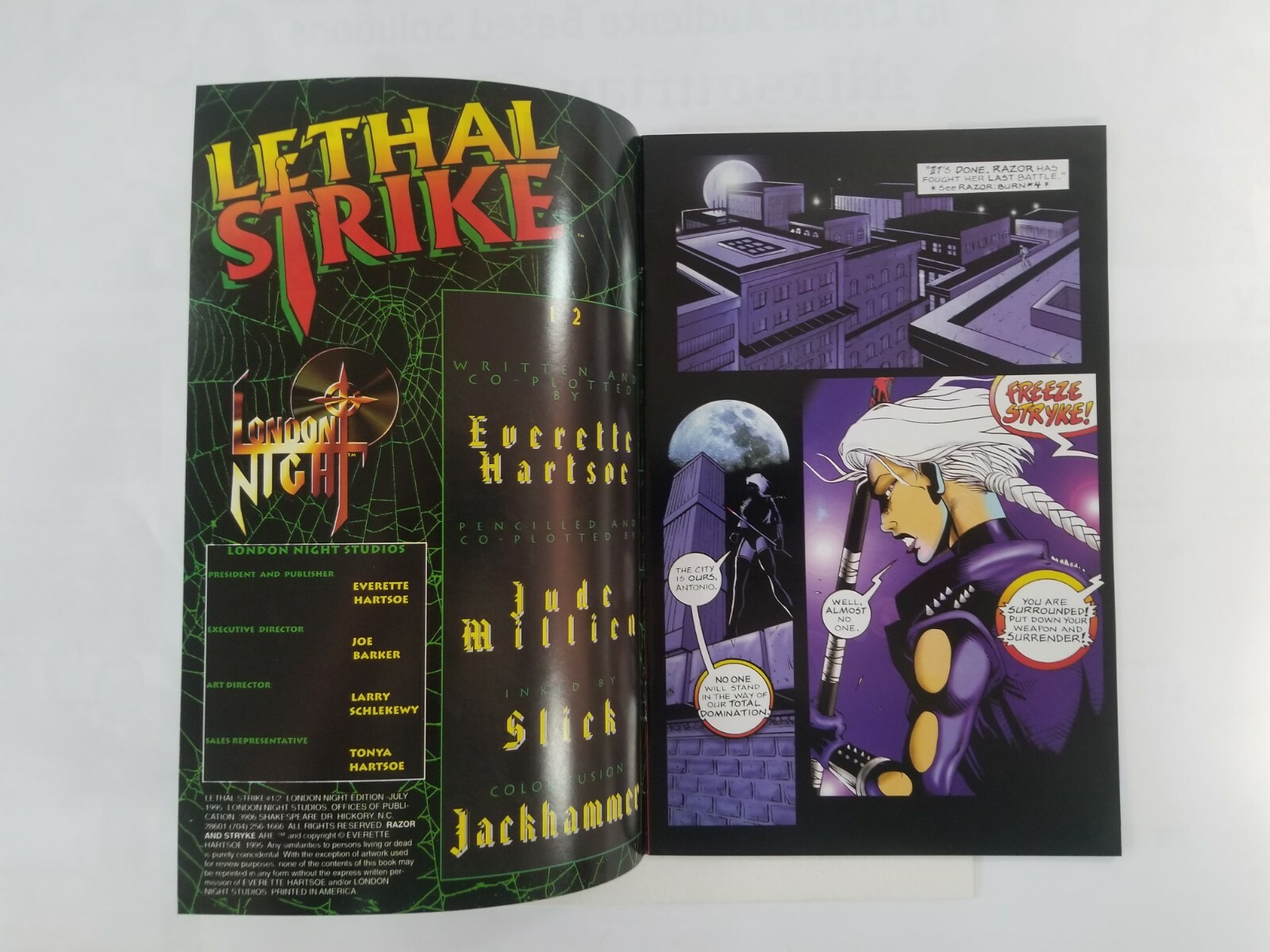 LONDON NIGHT STUDIOS LETHAL STRIKE #1/2 JULY 1995 (NM) WITH CARD COMIC ...