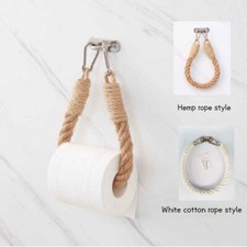Hemp Rope Weave Paper Roll Holder Wall Mount Hang Toilet Tissue Storage Rack